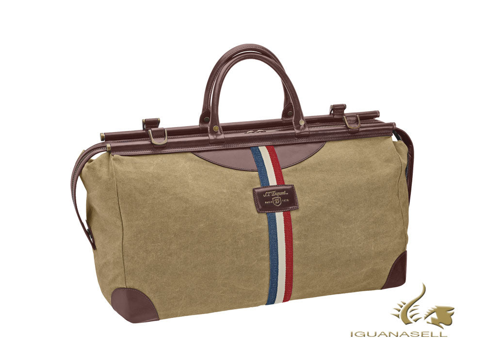 S.T. Dupont Iconic Duffle bag, Cotton, Leather, Beige, Zip, 191300