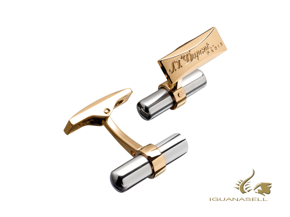 S.T. Dupont Traditional Batton Duo Cufflinks, Palladium, Gold PVD, 005595