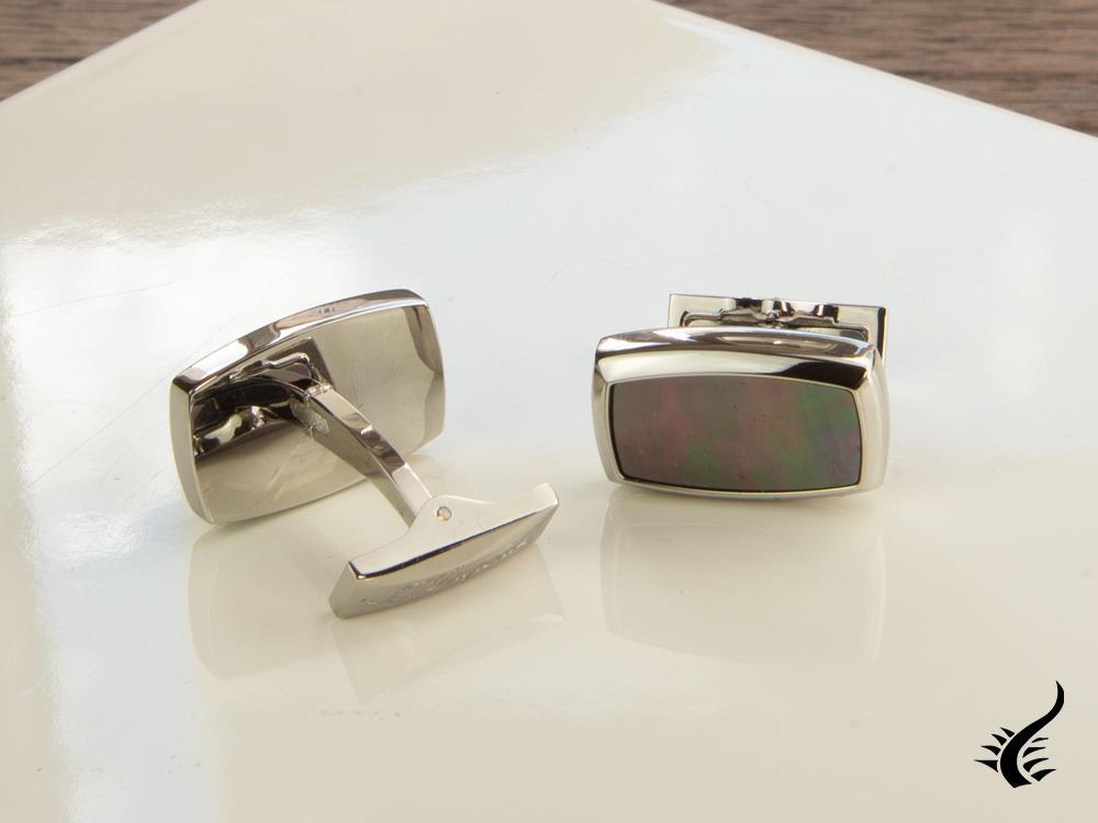 S.T. Dupont Label Cufflinks, Stainless steel, Mother of pearl, Black, 5513