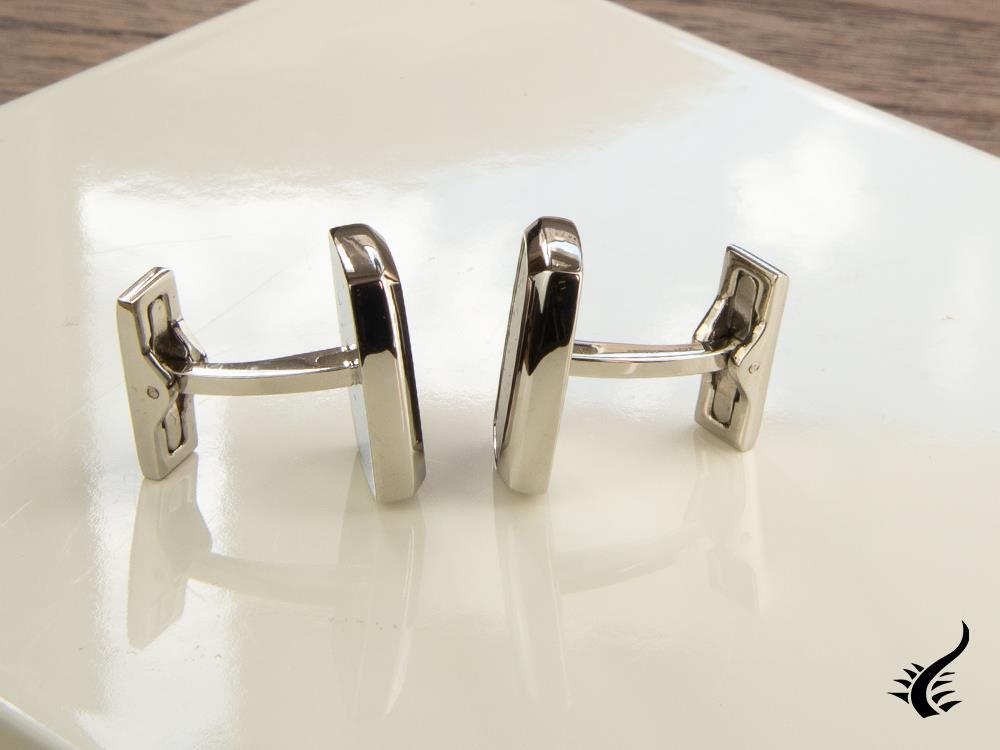 S.T. Dupont Label Cufflinks, Stainless steel, Mother of pearl, Black, 5513