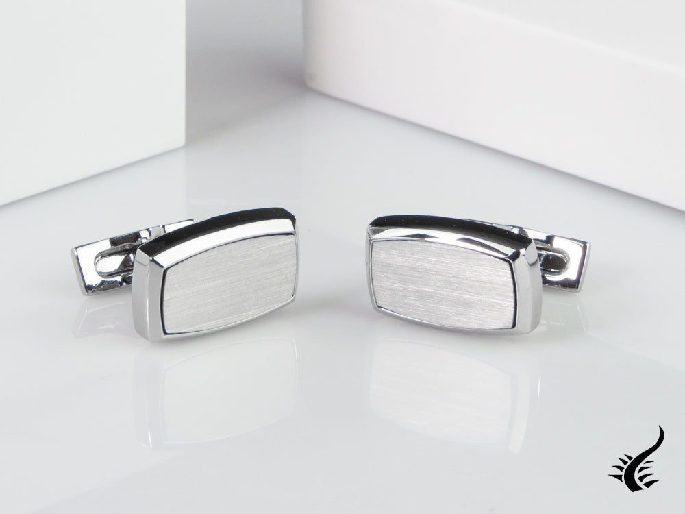 S.T. Dupont Label Cufflinks, Steel, Palladium, Silver, 005572