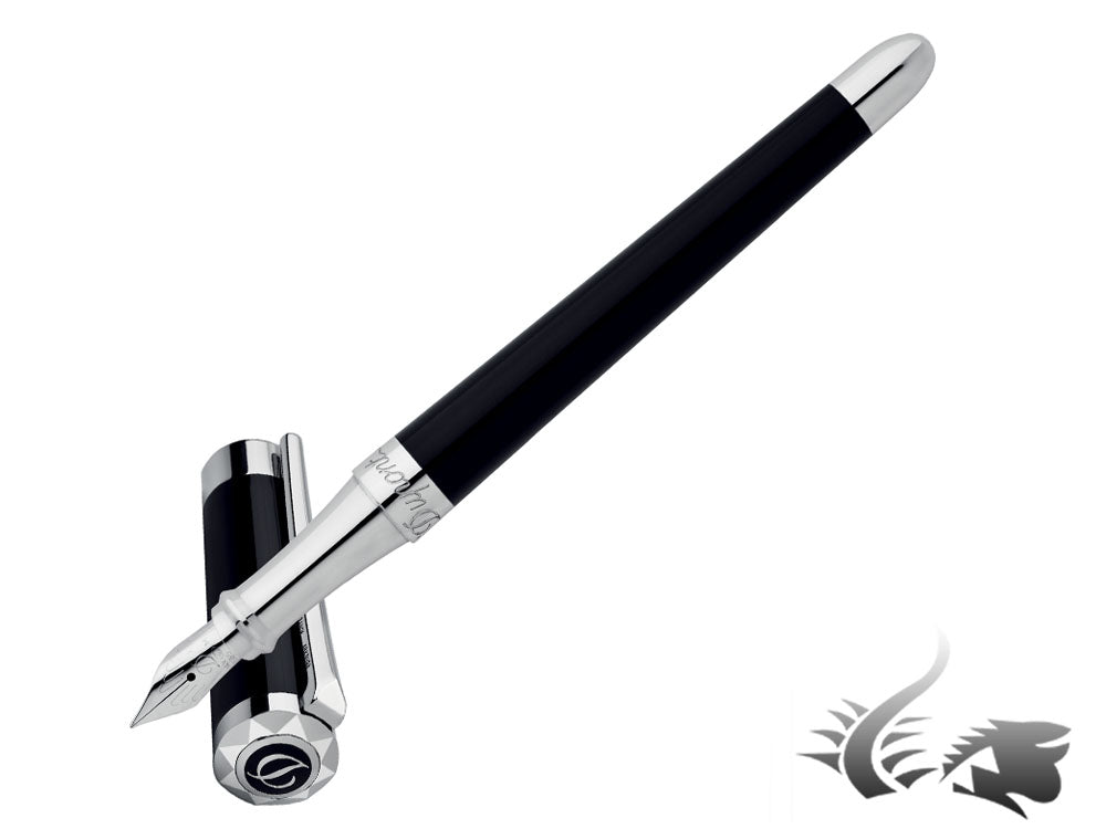 S.T. Dupont Liberté Balck Fountain Pen, Lacquer, Palladium trim, 460674