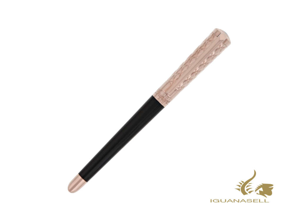 Stylo roller ST Dupont Liberté, Laque, PVD Or Rose, Noir, 462601