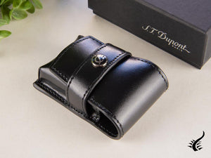 S.T. Dupont Lighter Case, Leather, Soft, Flap tuck, Black, 180024