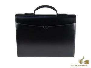 S.T. Dupont Line D Briefcase, Leather, 3 Dividers, Black, Flap-over, 181302