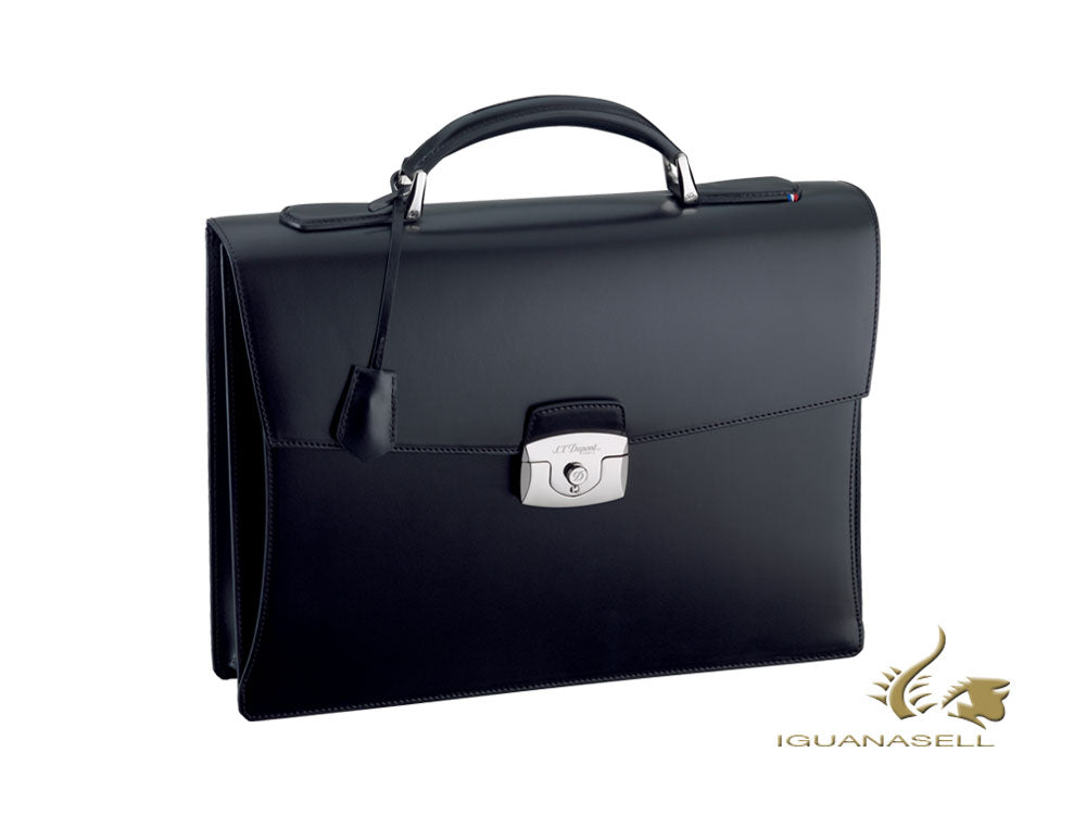 S.T. Dupont Line D Briefcase, Leather, Black, Flap-over, 181001