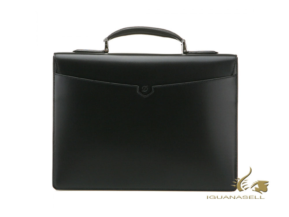 S.T. Dupont Line D Briefcase, Leather, Black, Flap-over, 181001