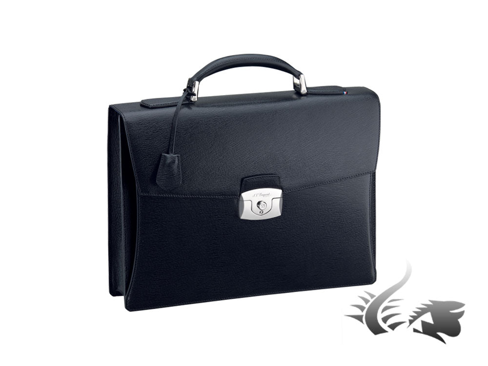 S.T. Dupont Line D Briefcase, Leather, Laptop compartment, Black, Flap-over