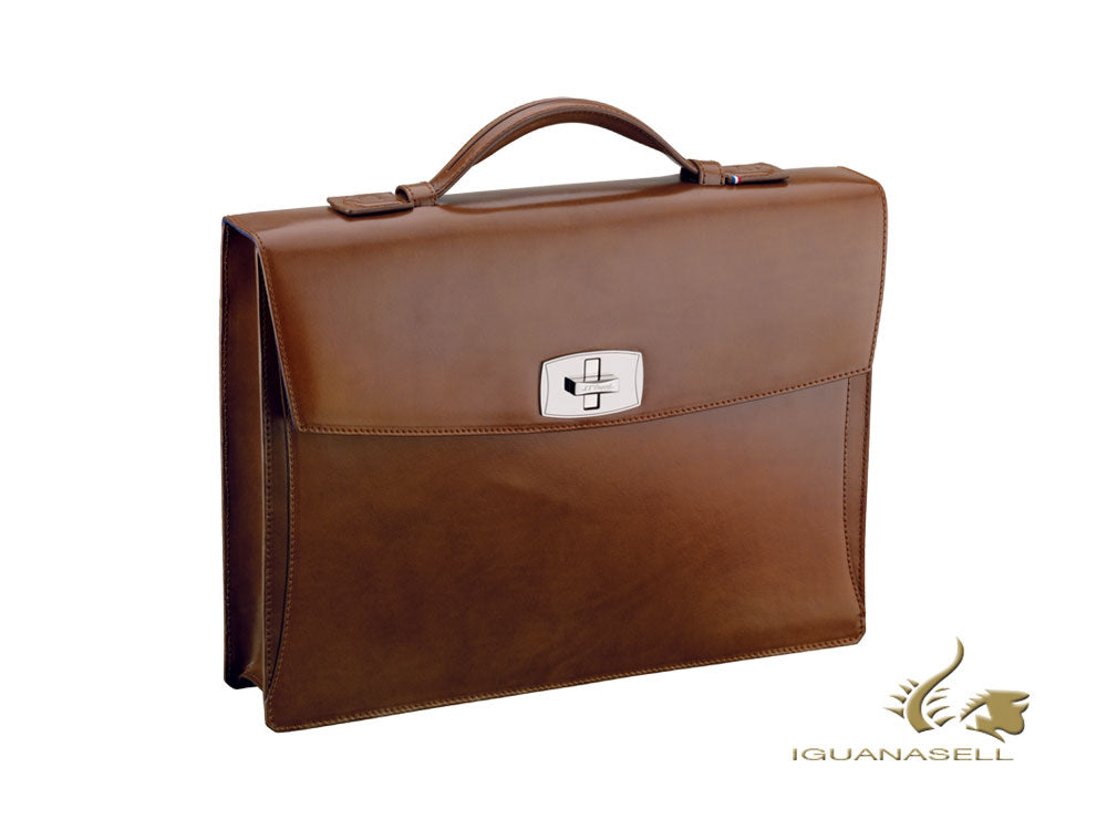 S.T. Dupont Line D Briefcase, Leather, Brown, Flap-over, 181100