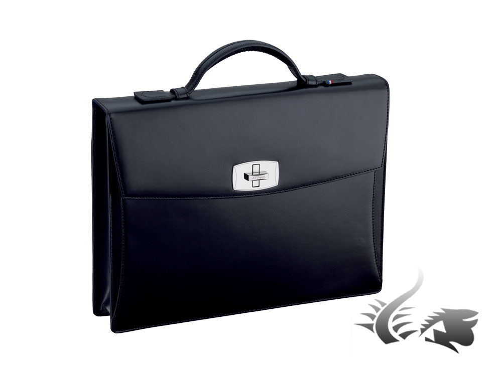 S.T. Dupont Line D Briefcase, Leather, 1 divider, Black, Flap-over, 181000