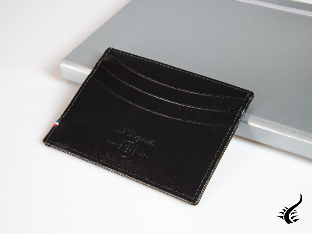 S.T. Dupont Line D Credit card holder, Leather, Black, 6 Cards, 180008