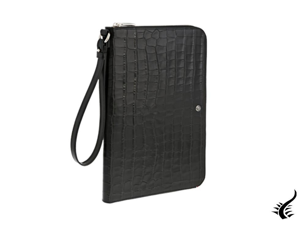 S.T. Dupont Line D Simple Pouch Croco Dandy, Leather, Black, Zip, 181065