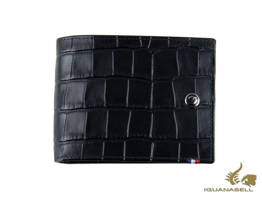 Portefeuille ST Dupont Line D Croco Dandy, noir, cuir, 6 cartes, 180060