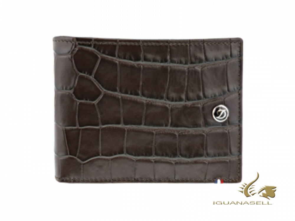 Portefeuille ST Dupont Line D Croco Dandy, marron, cuir, 6 cartes, 180160