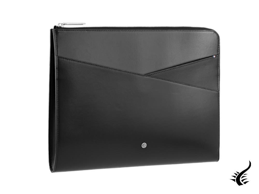 S.T. Dupont Line D Graphic Document case, Leather, Black, Zip, 185508