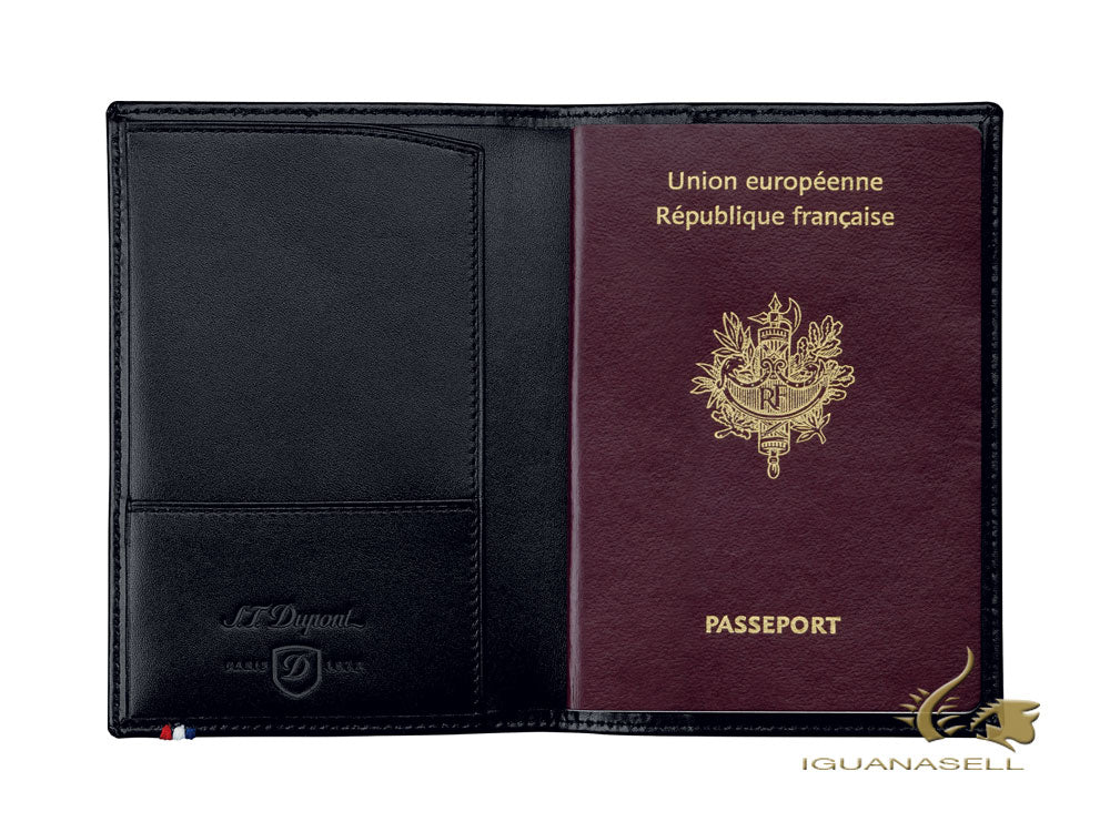 S.T. Dupont Line D Passport Cover, Leather, Black, 1 Card, 180012