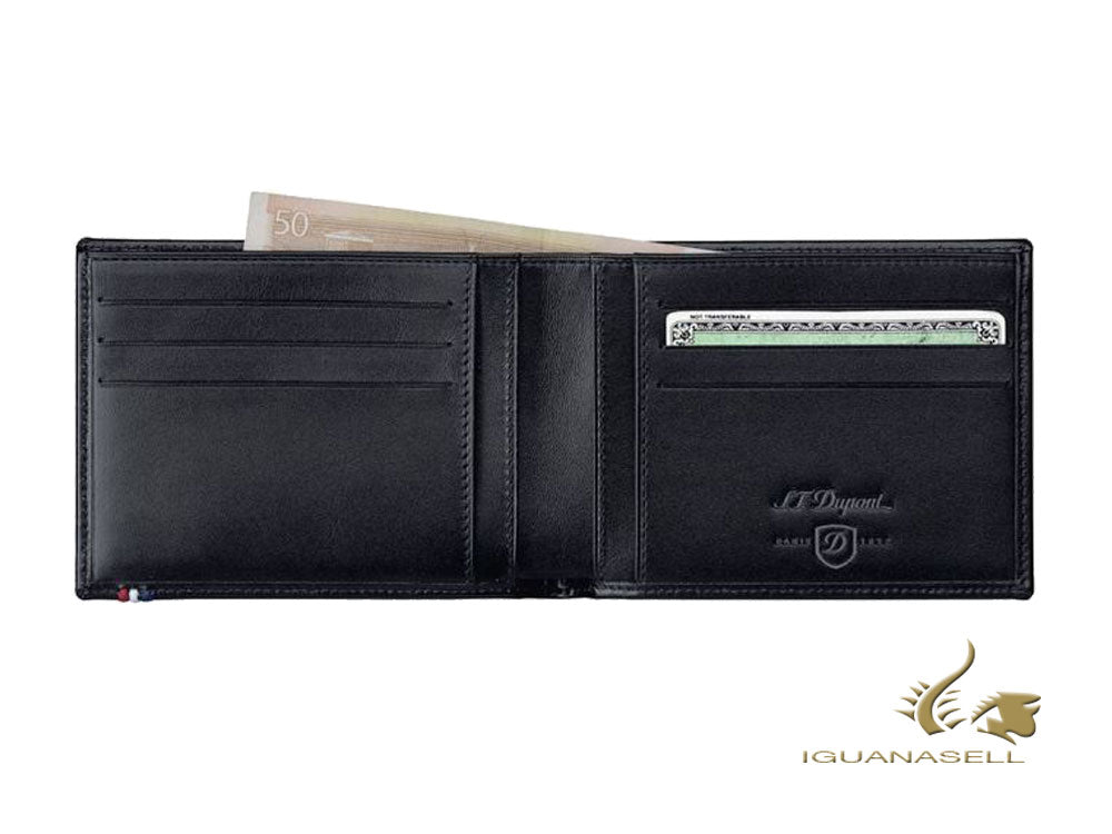 S.T. Dupont Line D Wallet, Black, Leather, 6 Cards, 180002