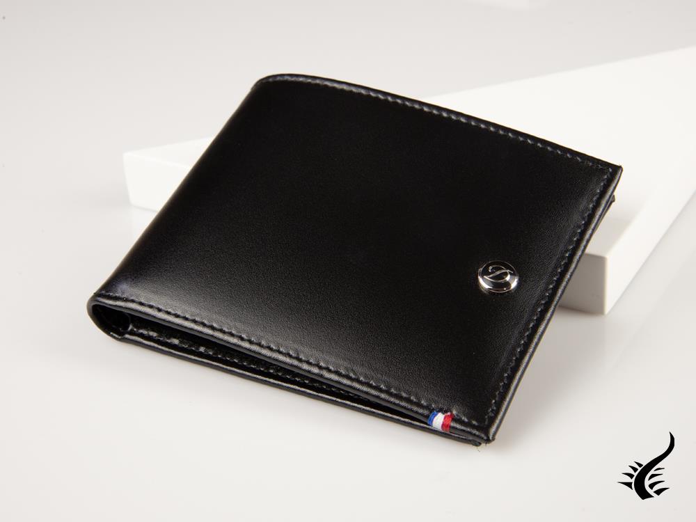 S.T. Dupont Line D Wallet, Black, Leather, 6 Cards, 3 Compartments, 180000