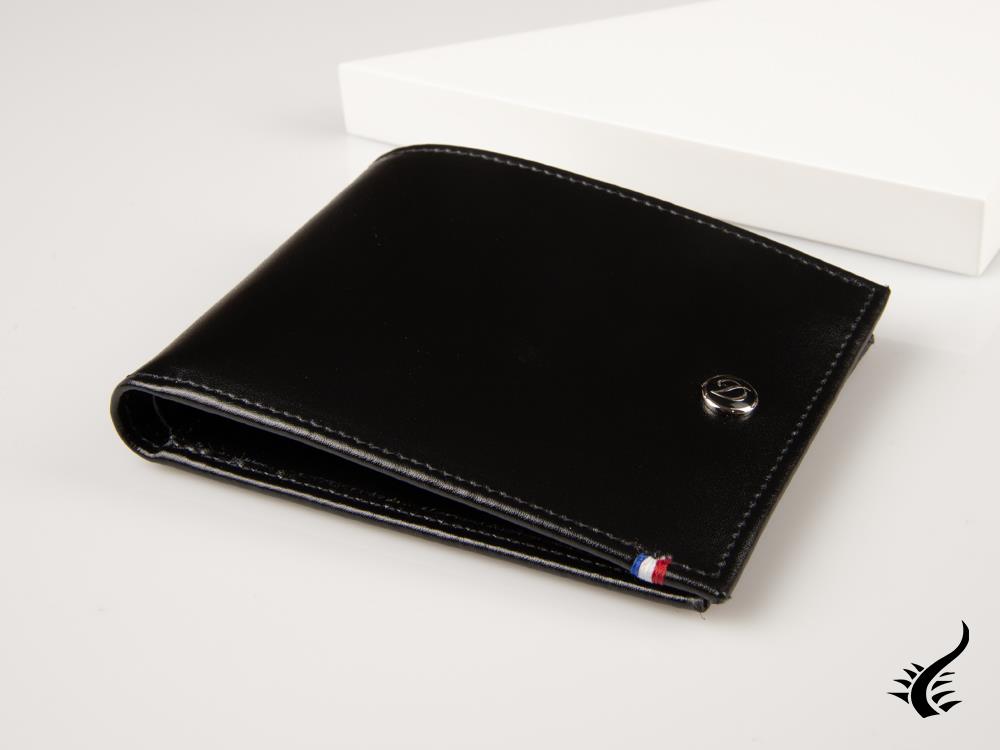 S.T. Dupont Line D Wallet, Black, Leather, 6 Cards, 3 Compartments, 180000