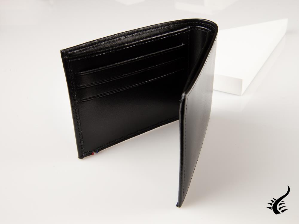 S.T. Dupont Line D Wallet, Black, Leather, 6 Cards, 3 Compartments, 180000