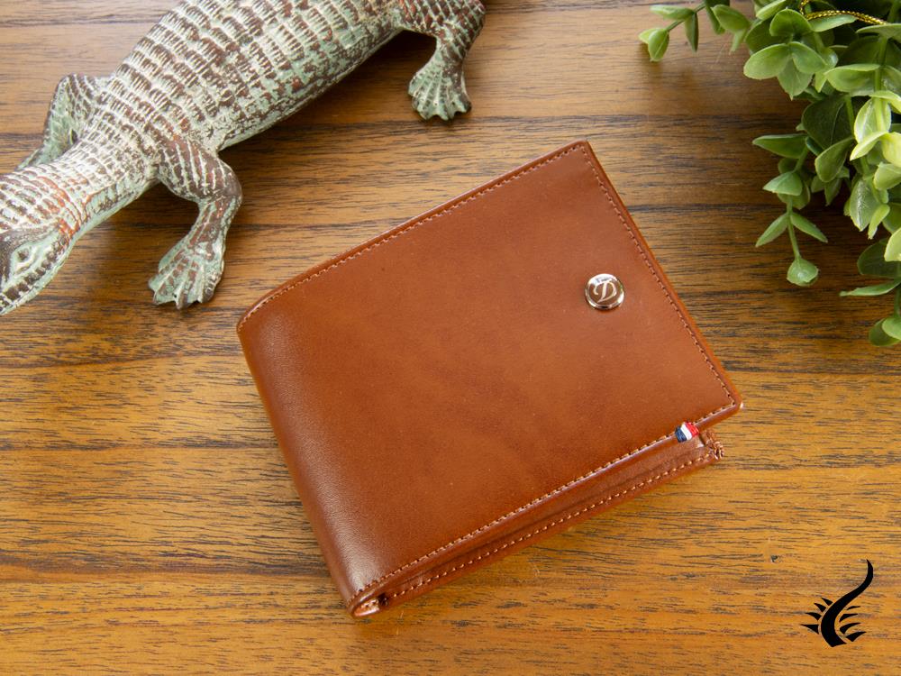 S.T. Dupont Line D Wallet, Brown, Leather, 6 Cards, 180100