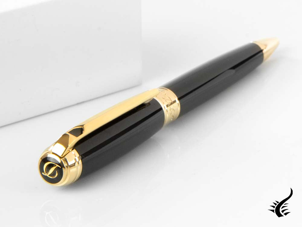 S.T. Dupont New Line D Large Ballpoint pen, Lacquer, Black, Gold trim, 415101L