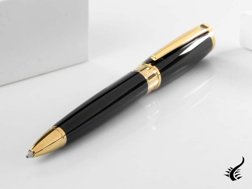 S.T. Dupont New Line D Large Ballpoint pen, Lacquer, Black, Gold trim, 415101L