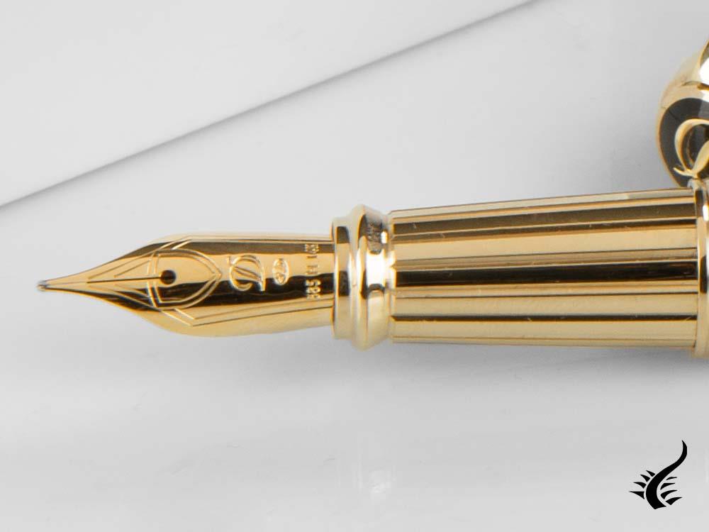 S.T. Dupont New Line D Large Fountain Pen, Lacquer, Black, Gold trim