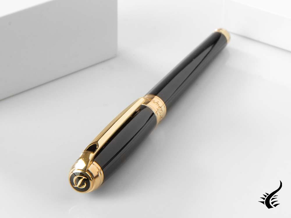 S.T. Dupont New Line D Large Fountain Pen, Lacquer, Black, Gold trim