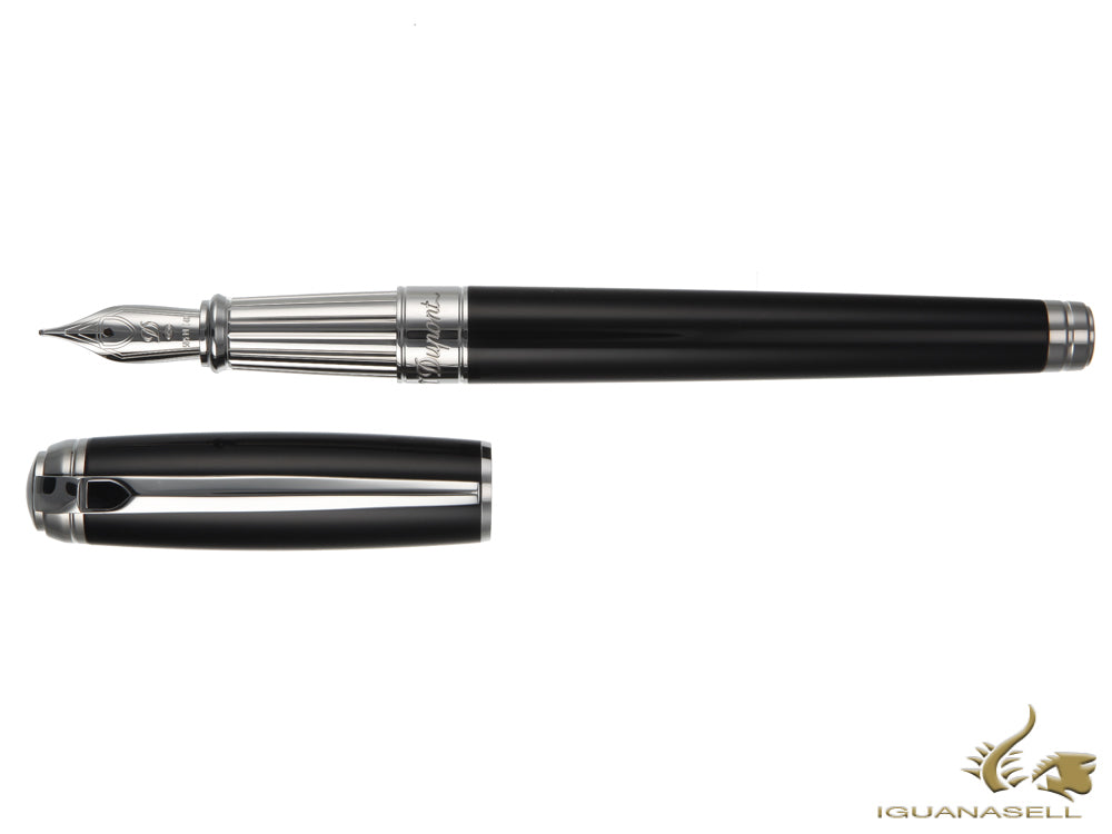 S.T. Dupont New Line D Large Fountain Pen, Lacquer, Black, Palladium