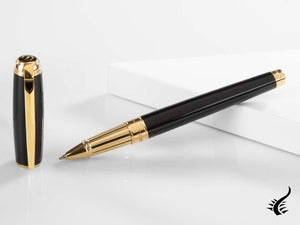 S.T. Dupont New Line D Large Rollerball pen, Lacquer, Gold trim, Black, 412101L