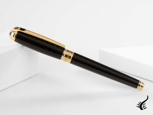 S.T. Dupont New Line D Large Rollerball pen, Lacquer, Gold trim, Black, 412101L