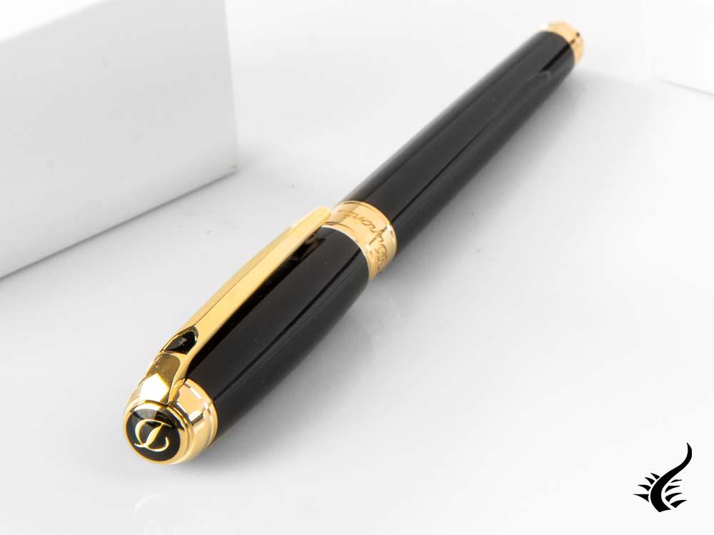 S.T. Dupont New Line D Large Rollerball pen, Lacquer, Gold trim, Black, 412101L