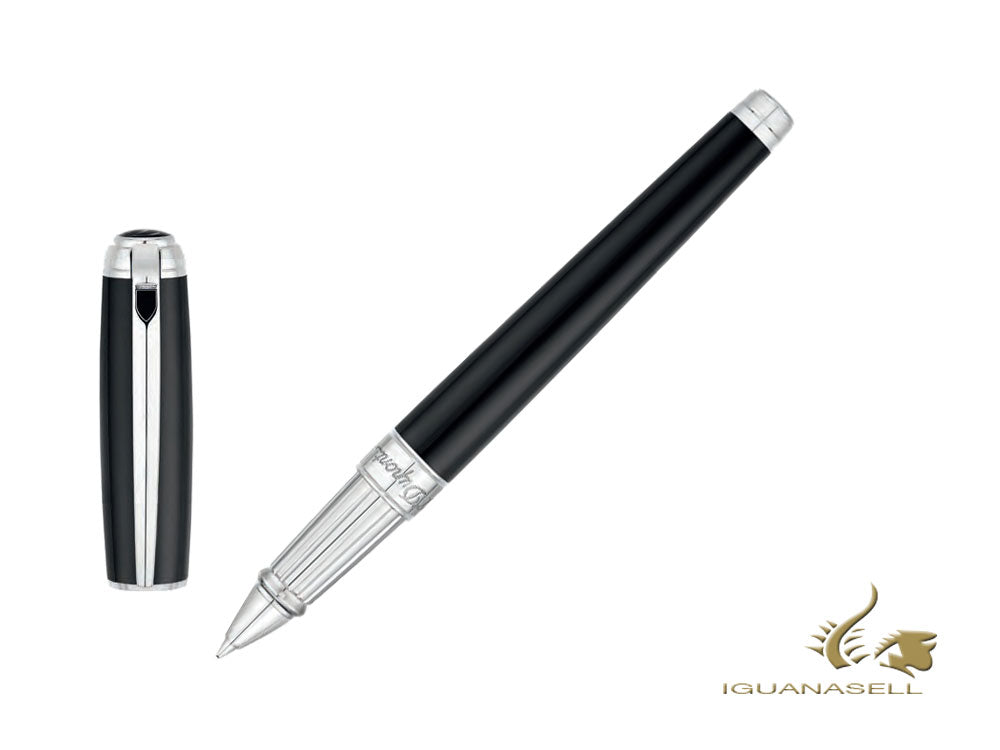 S.T. Dupont New Line D Large Rollerball pen, Lacquer, Palladium, Black, 412100L