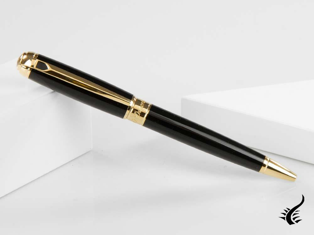 S.T. Dupont New Line D Medium Ballpoint pen, Lacquer, Black, Gold trim, 415101M