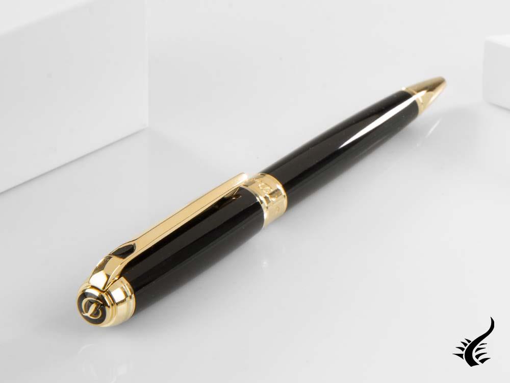 S.T. Dupont New Line D Medium Ballpoint pen, Lacquer, Black, Gold trim, 415101M