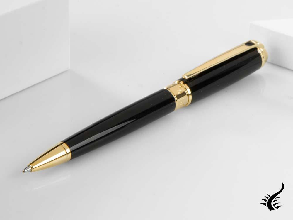 S.T. Dupont New Line D Medium Ballpoint pen, Lacquer, Black, Gold trim, 415101M