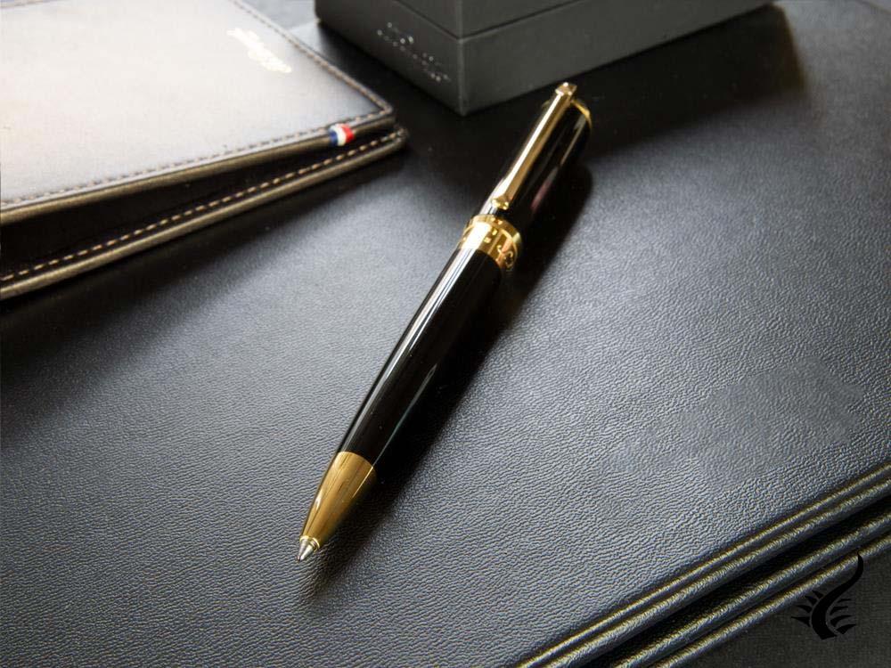 S.T. Dupont New Line D Medium Ballpoint pen, Lacquer, Black, Gold trim, 415101M