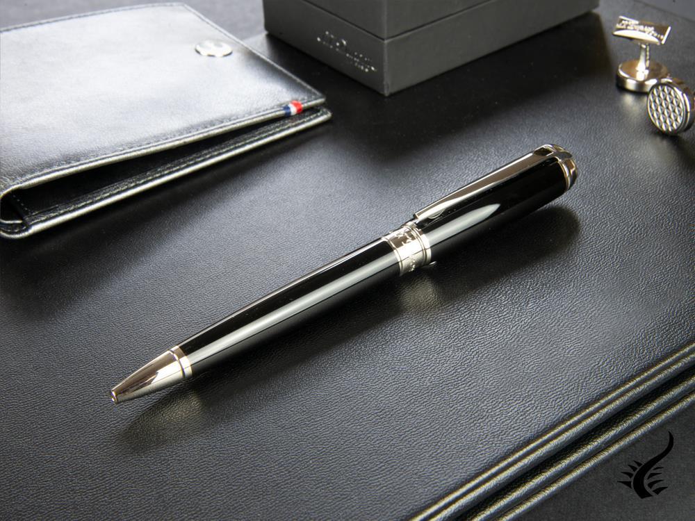 S.T. Dupont New Line D Medium Ballpoint pen, Lacquer, Black, Palladium, 415100M