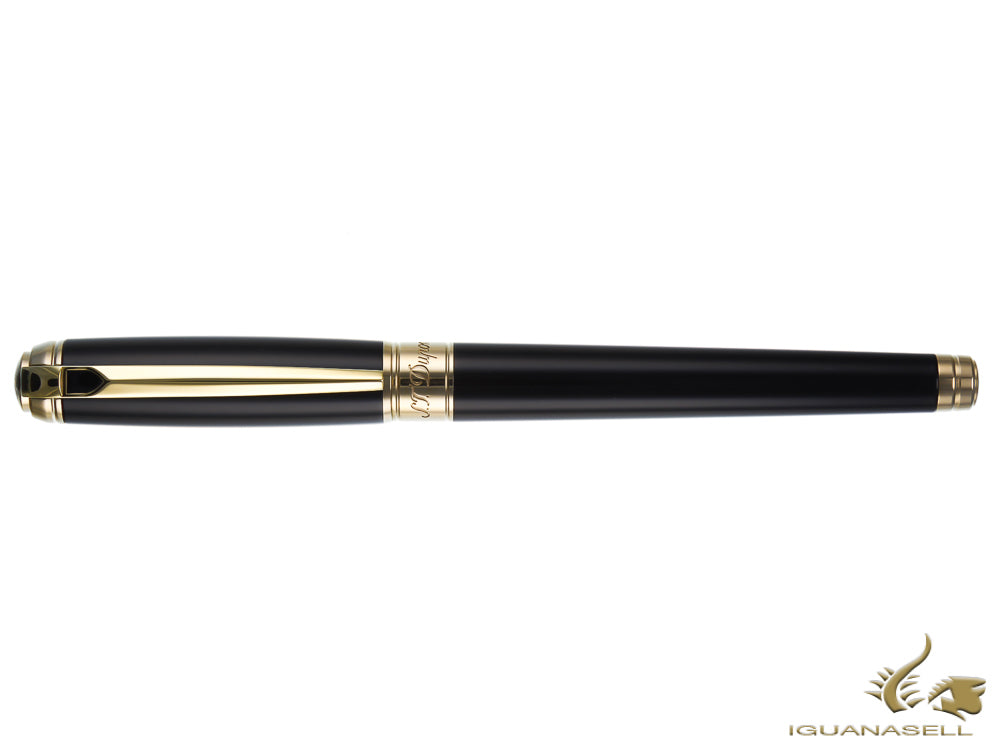 S.T. Dupont New Line D Medium  Fountain Pen, Lacquer, Black, Gold trim