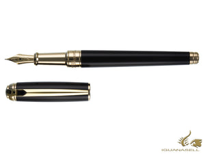 Stylo plume ST Dupont New Line D Medium, laqué, noir, attributs dorés