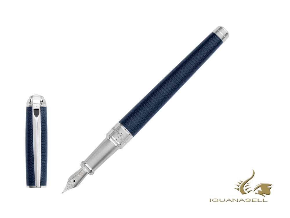 Stylo plume ST Dupont New Line D Medium, laqué, bleu, guilloché