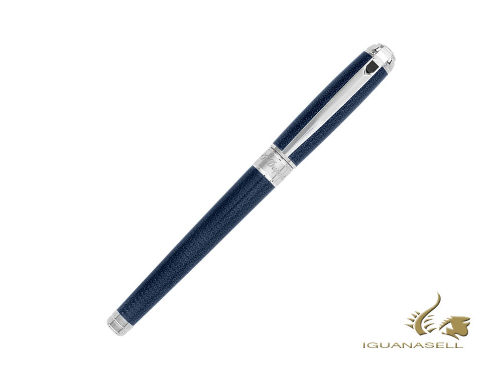 S.T. Dupont New Line D Medium Fountain Pen, Lacquer, Blue, Guilloche