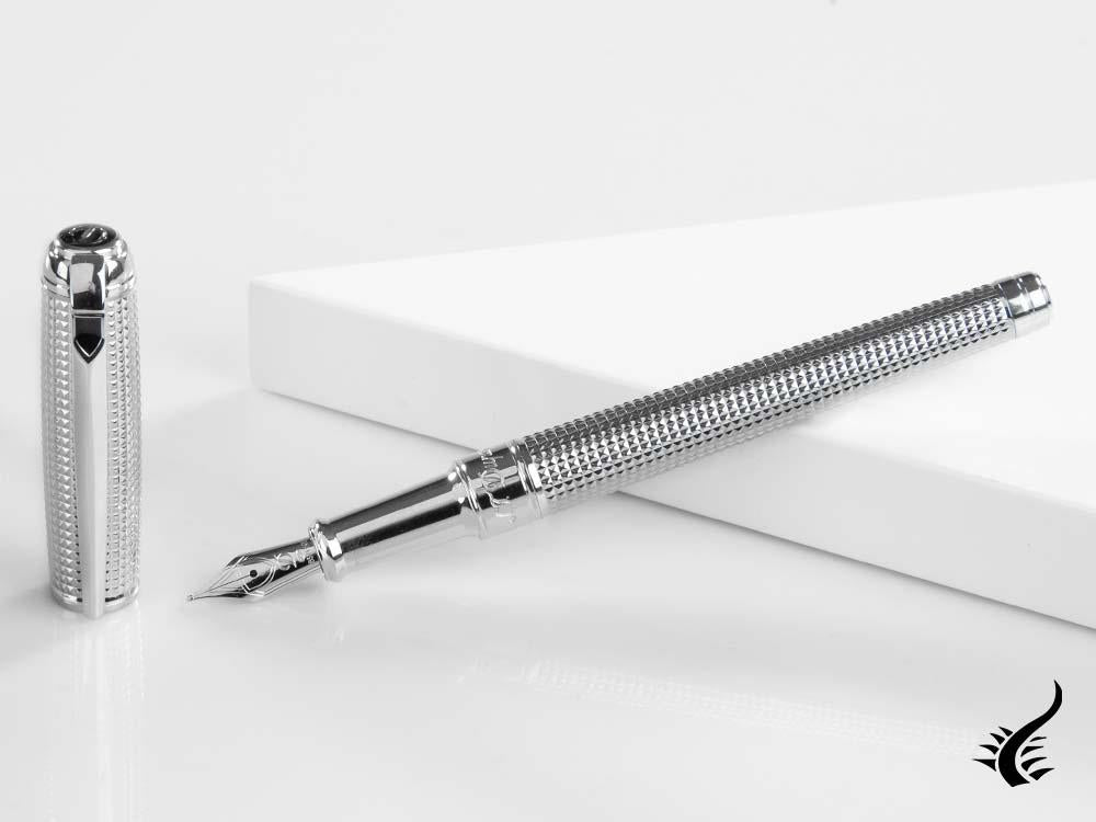 S.T. Dupont New Line D Medium Fountain Pen, Palladium, Silver, 410103M