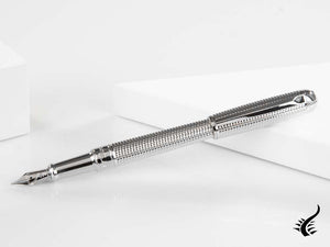 S.T. Dupont New Line D Medium Fountain Pen, Palladium, Silver, 410103M