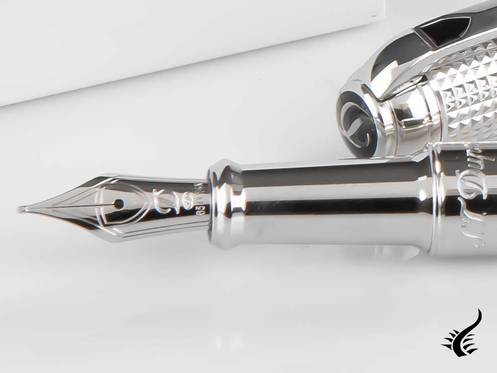 S.T. Dupont New Line D Medium Fountain Pen, Palladium, Silver, 410103M