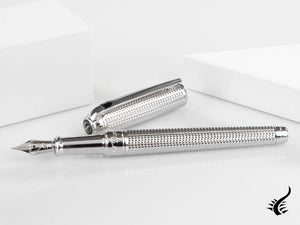 S.T. Dupont New Line D Medium Fountain Pen, Palladium, Silver, 410103M