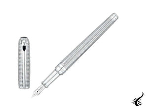 S.T. Dupont New Line D Medium Fountain Pen, Palladium, Silver, 410103M