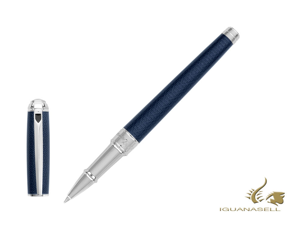 Stylo roller ST Dupont New Line D Medium, Laque, Guilloché, Bleu, 412104M