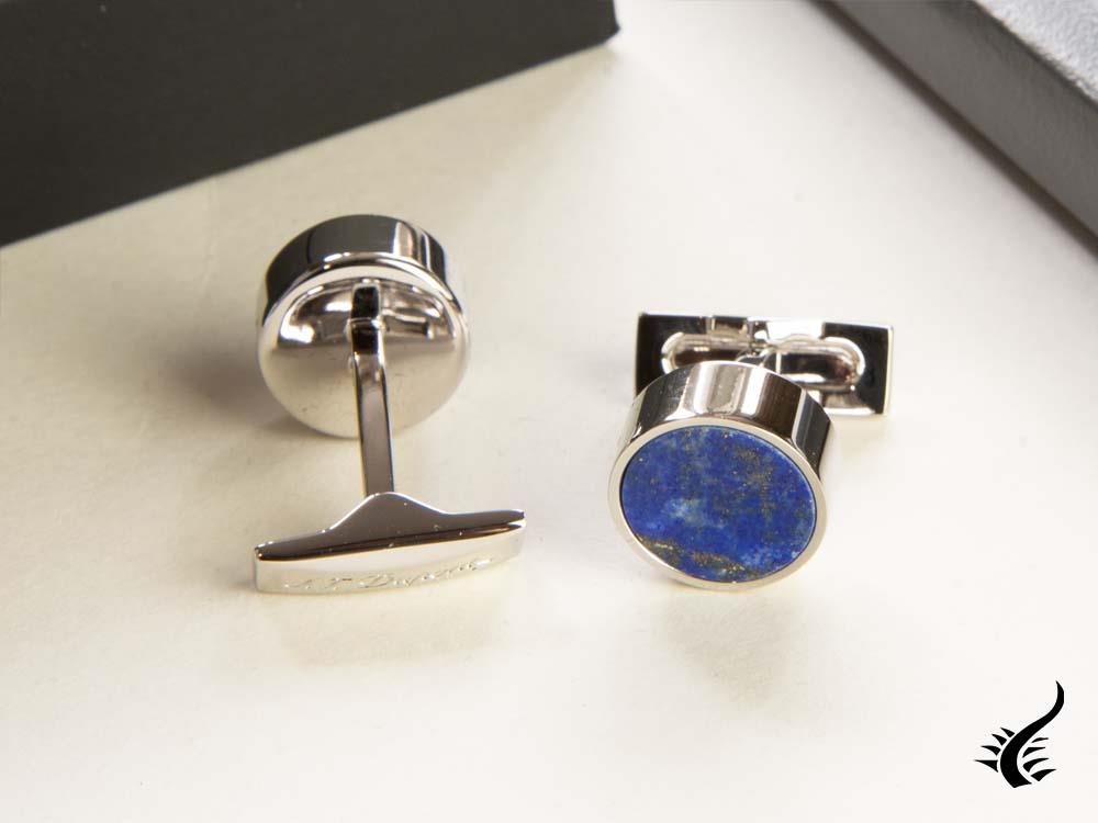 Boutons de manchette ronds ST Dupont, Palladium, Lapis-lazuli, Bleu, 005598